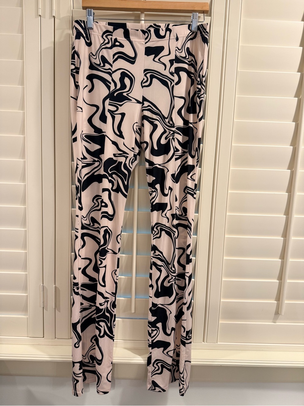 Topshop Pink and Black Swirl Wide-Leg Pants